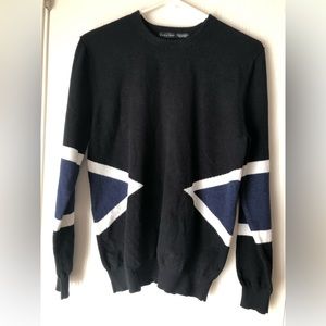 Zara Man sweater, black, blue and white